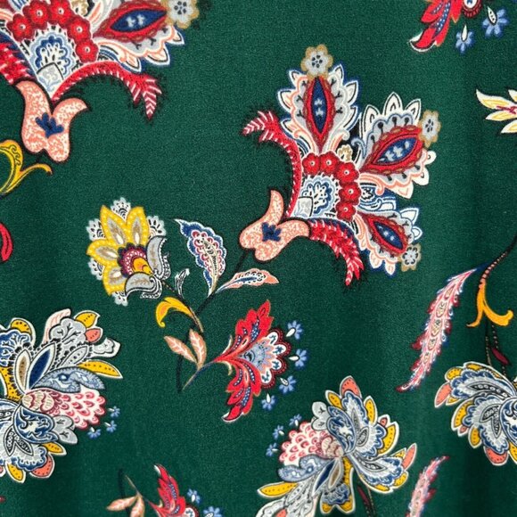 Pomelo Womens Tunic Top Medium Green Floral‎ 3/4 Sleeve Pullover Shirt - Picture 5 of 10